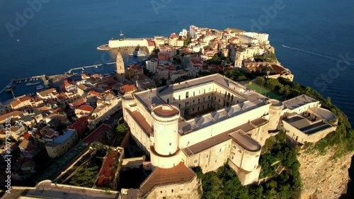Gaeta, Italy. beautiful coastal town  between Rome and Naples acalled Ulysses Riviera, Tyrrhenian Sea. aerial drone view, 4k hd video