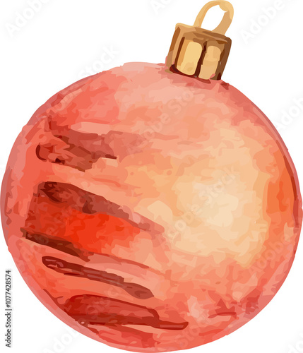 Red Christmas Ball Ornament Watercolor