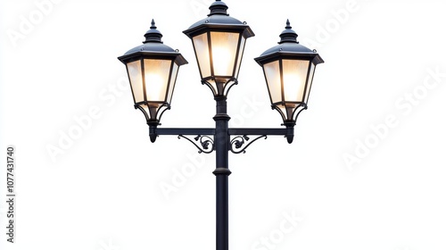 White background with an image of a vintage street lamp post