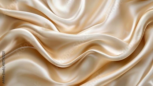 Waves of beige or creamcolored fabric resembling liquid textures Soft creases resembling satin silk or cotton fabrics photo