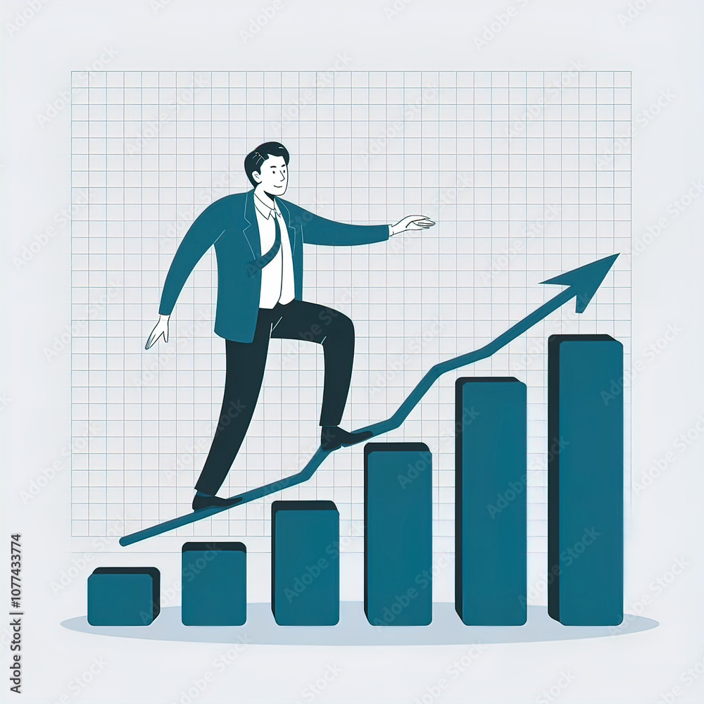 a collage depicting a Businessman in a suit climbing the career ladder on a transparent background, vector illustration, growth charts a collage depicting a Businessman in a suit climbing the career ladder on a transparent background, vector illustration, growth charts