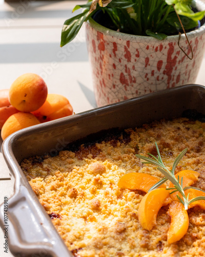 Crumble aux abricots et au romarin photo