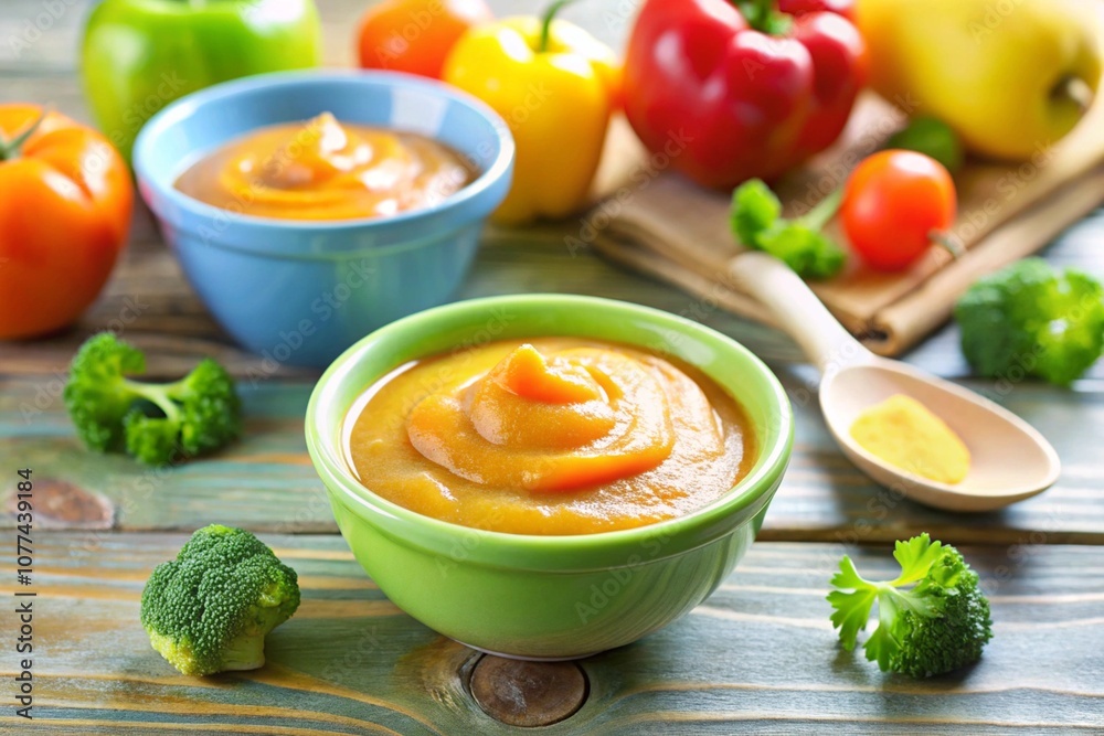 Bowls with baby food Bowls with baby food