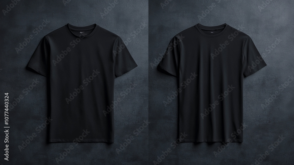 Black T Shirt Mockup Front and Back on Dark Background Black T Shirt Mockup Front and Back on Dark Background