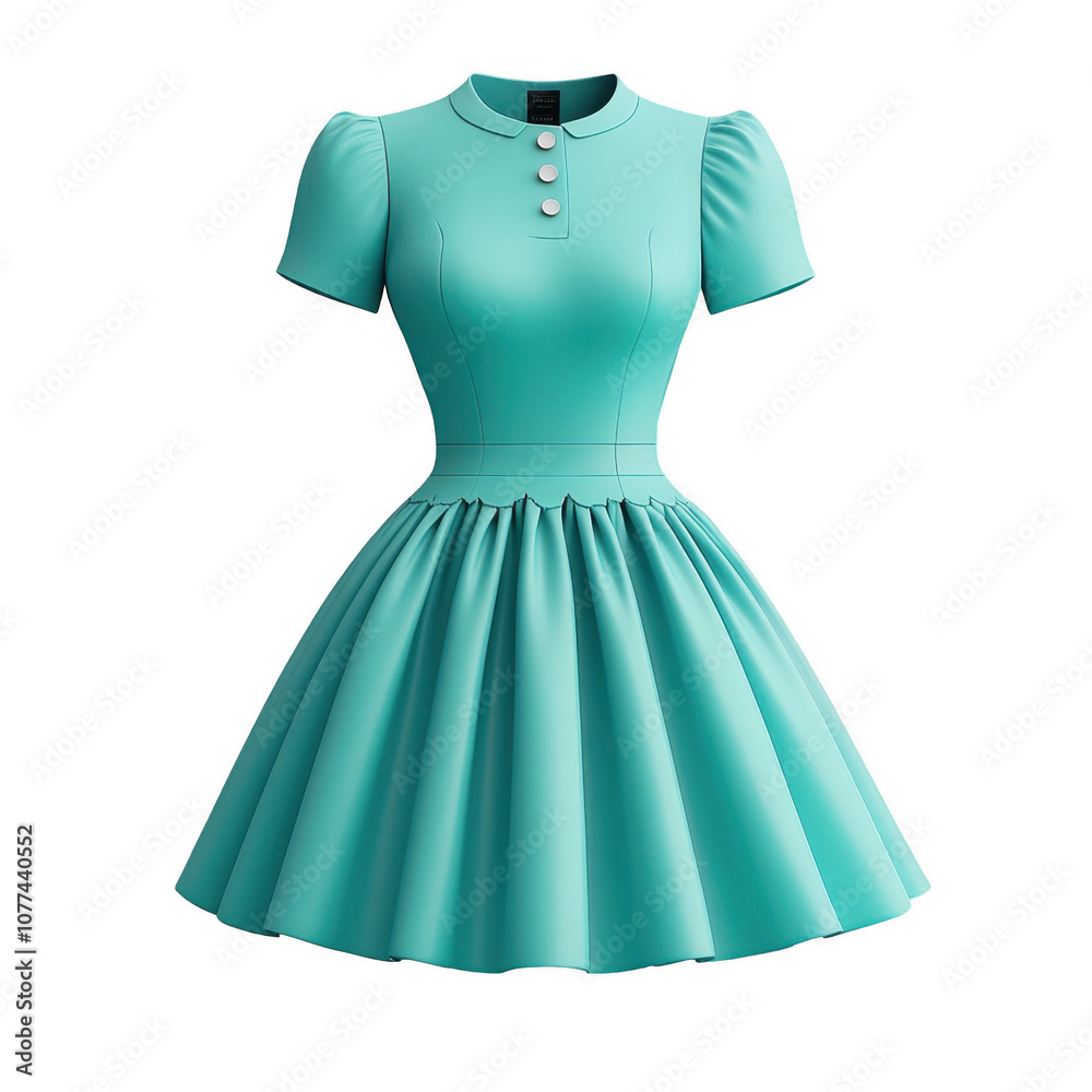 Retro Mint Green Puff Sleeve Collared Dress Retro Mint Green Puff Sleeve Collared Dress