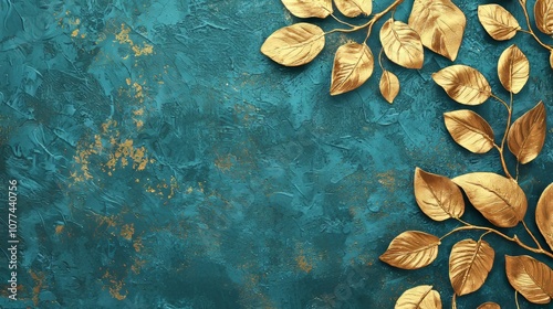 This rich bluegold leaf texture is perfect for decorative backgrounds due to its luxurious metallic effect photo