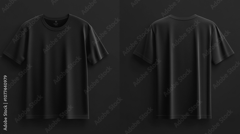 Blank Black T Shirt Mockup Front and Back View Blank Black T Shirt Mockup Front and Back View