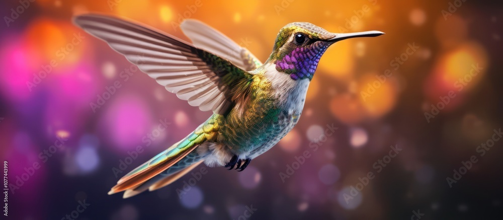 Fototapeta premium Hummingbird in Flight with Bokeh Background
