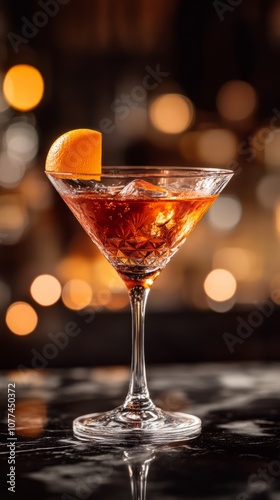 Elegant glass of pink liqueur with a glossy