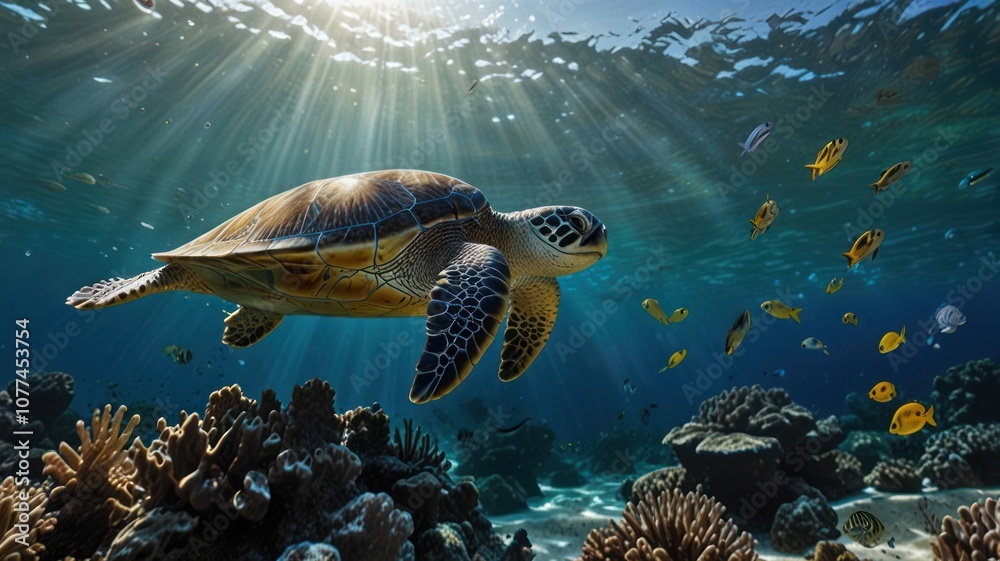 Obraz premium Serene Sea Turtle