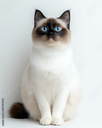 High-Resolution Close-Up Portrait of a Siamese Cat with Striking Blue Eyes and Detailed Fur Texture

