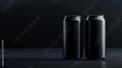 This 500ml black aluminum soda can mockup is isolated on a black background