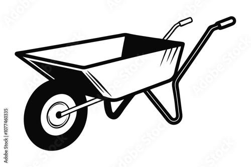 Wheelbarrow Black and White Line Drawing Simple and Elegant Sketch Illustration