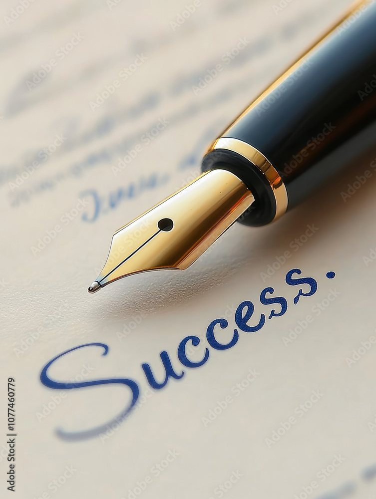 Fototapeta premium Fountain pen with 'Success' written on paper