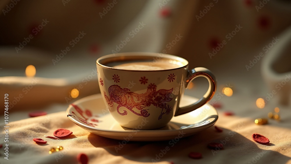 cup of coffee with christmas decorations cup of coffee with christmas decorations