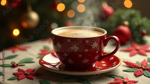 cup of coffee with christmas decorations