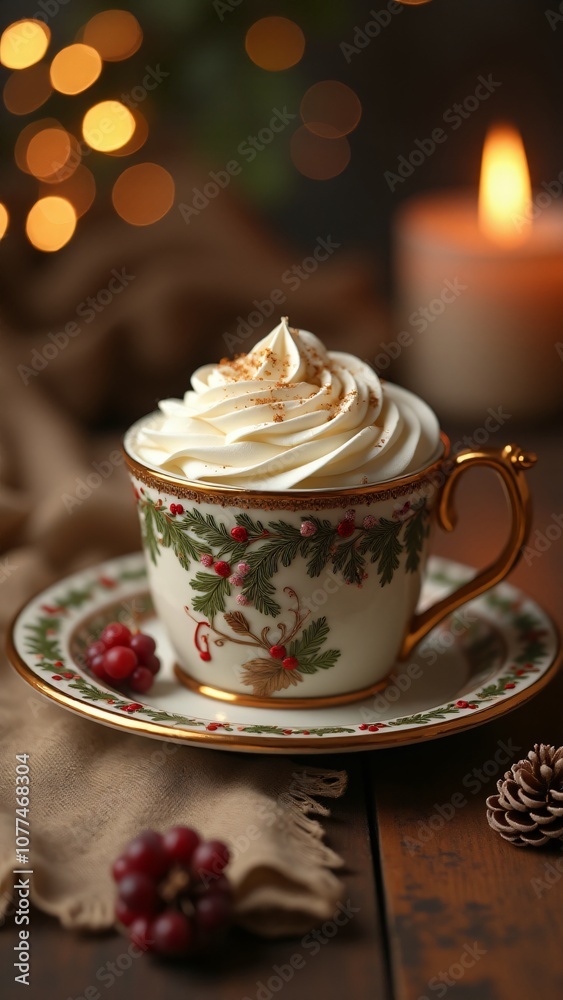cup of coffee with christmas decorations cup of coffee with christmas decorations