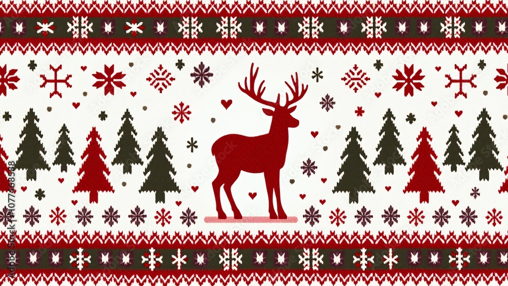 A seamless pattern of Christmas sweater design with red, green, and white colors, a knitted texture A seamless pattern of Christmas sweater design with red, green, and white colors, a knitted texture