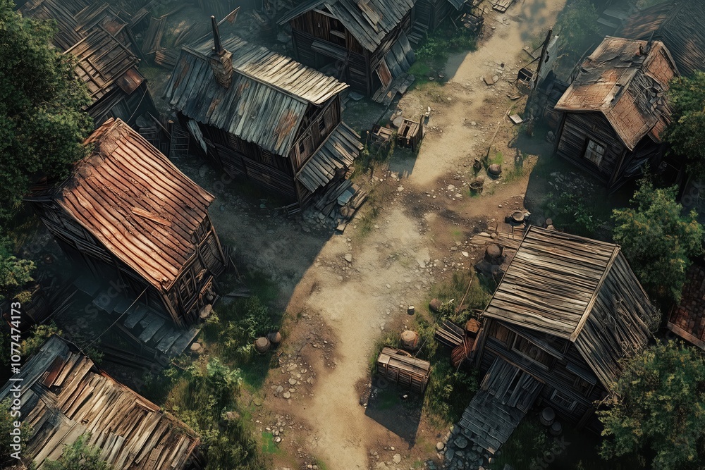 Rural Village Road Rustic Town Street and Houses Tabletop RPG Map ...
