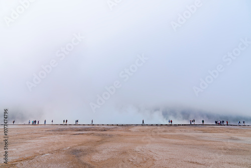 Many tourist grand prismatic Yellowstone