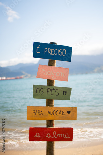 Wooden sign of a brazilian saying photo