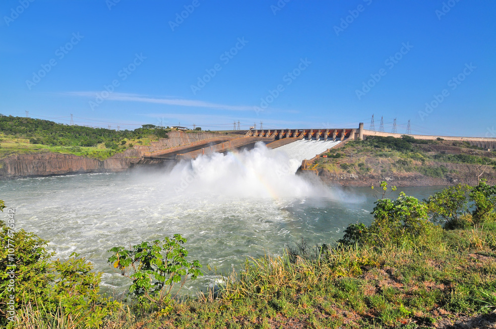 The Itaipu Dam a hydroelectric dam on the Paraná River located on the border between Brazil and Paraguay
