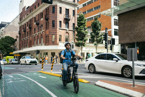 Wallpaper Mural Delivery man with electric bike Torontodigital.ca