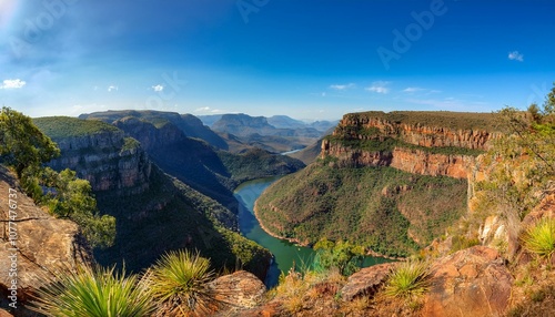 panoramic image over the blyderiver canyon in the mpumalanga province of south africa photo