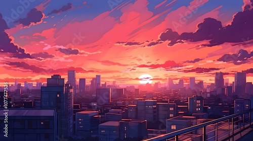 Sunset Sky, sity skyline