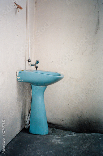 Blue Sink in Corner