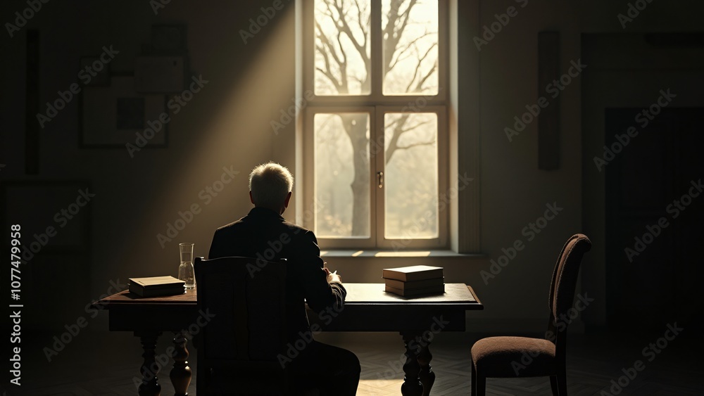 Elderly man reading the book sitting down Elderly man reading the book sitting down