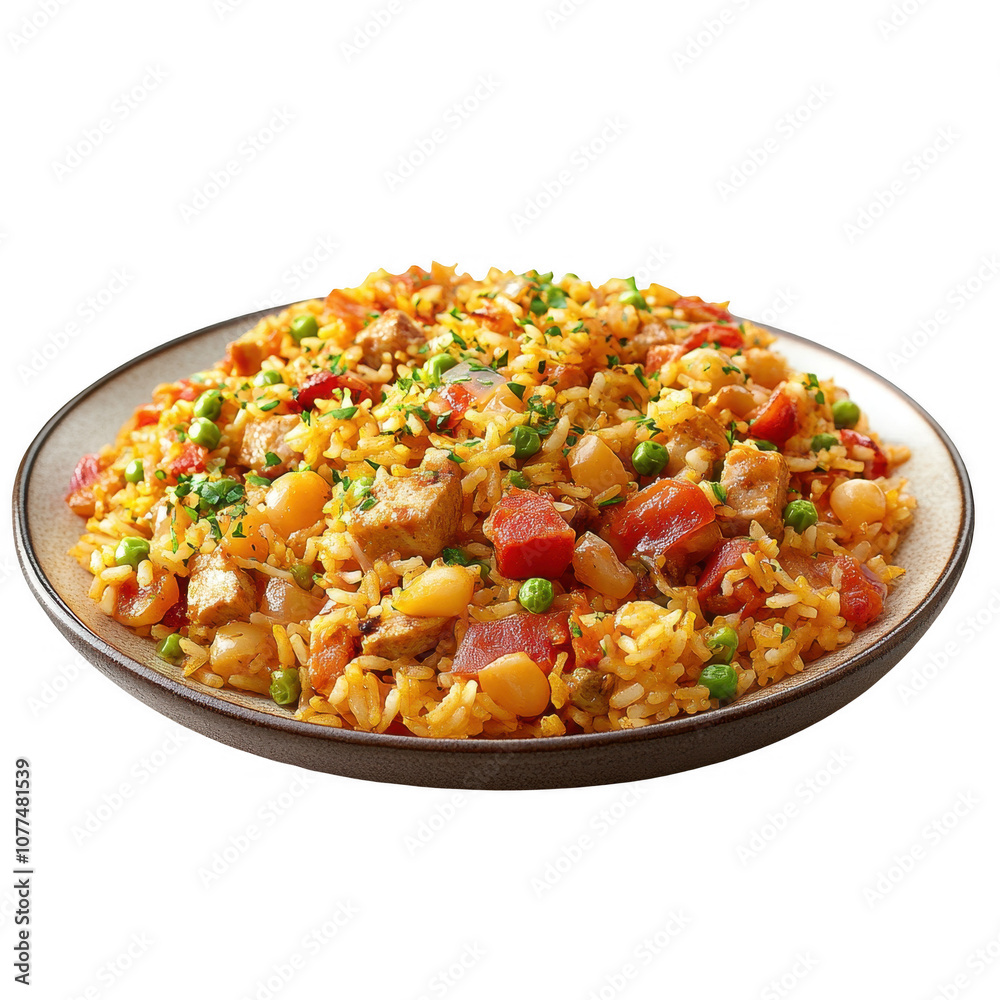 Delicious Vegetable Fried Rice Dish on a Plate