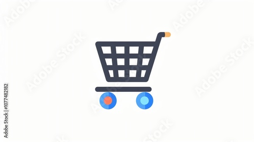 Simple, flat illustration of a shopping cart icon.