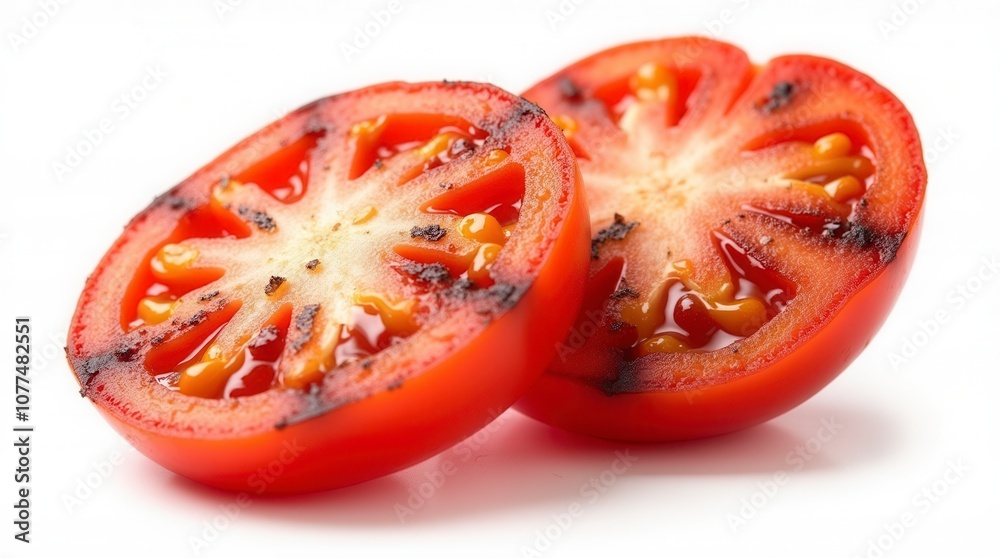 Grilled Tomato Slices Isolated on White Background Roasted Vegetables Grilled Tomato Slices Isolated on White Background Roasted Vegetables