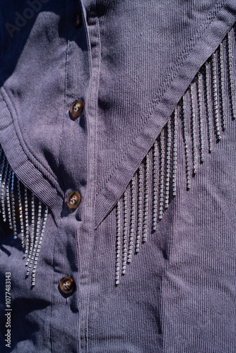 Denim Shirt with Decorative Fringe