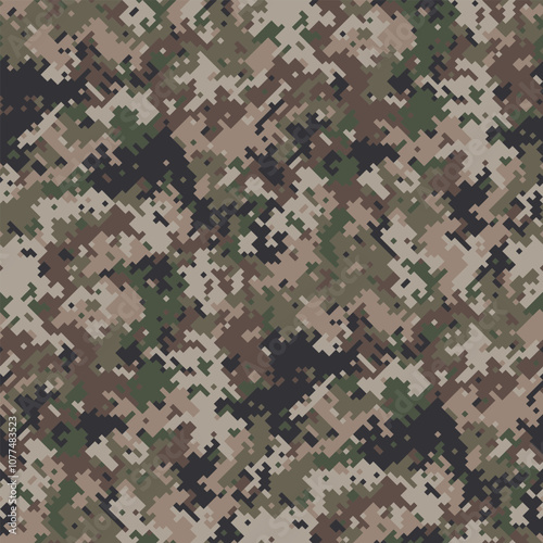 Seamless pattern repetition behind dirty textile. Uniform pattern during swatch repeat. Spotted survival of different combat.