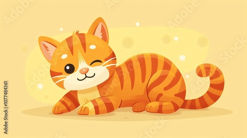 A cute, cartoon orange tabby cat with a playful wink.