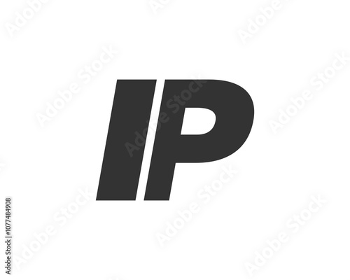 IP Techno Editable Font Logo For Corporate Branding. Bold, Futuristic Design With Unique Typographic Ideas. Minimal Custom Type And Dynamic Letter