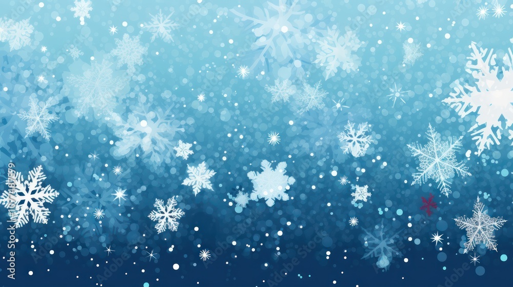 Winter Wonderland: A Blue and White Snowflake Background Winter Wonderland: A Blue and White Snowflake Background