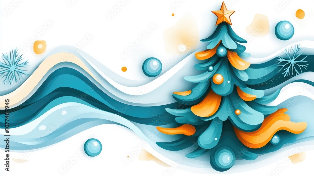 Abstract christmas tree design with festive shapes and solid colors for holiday decor Abstract christmas tree design with festive shapes and solid colors for holiday decor