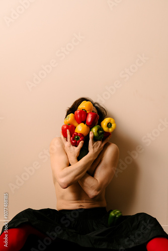 Creative Expression with Colorful Bell Peppers Conceptual Art photo