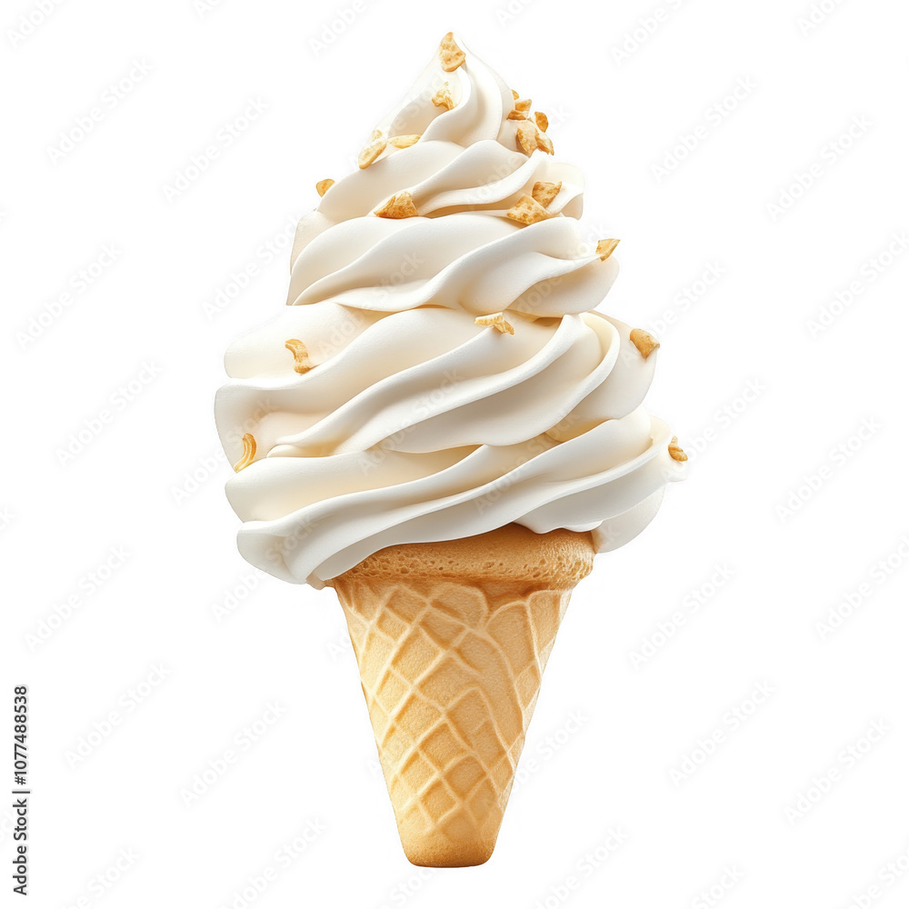 Delicious Soft Serve Ice Cream with Crushed Cookies in a Waffle Cone Delicious Soft Serve Ice Cream with Crushed Cookies in a Waffle Cone