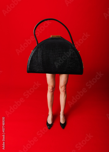 Creative Fashion Concept With Large Handbag And Legs