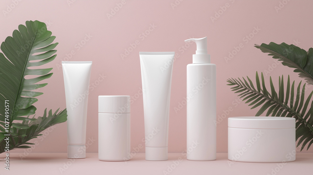white blank display products on white wall white blank display products on white wall