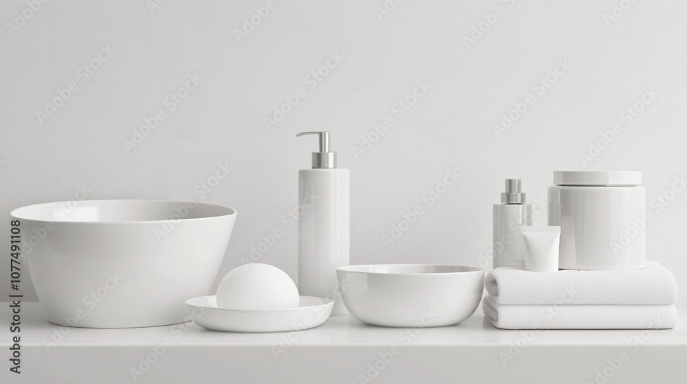 Fototapeta premium white blank display products on white color wall