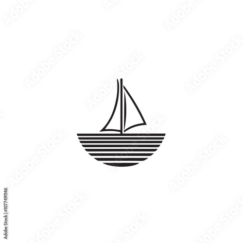 Boat In cartoon, hand-drawn flat style. image for social media, websites and UI. Isolated 2D vector design in logo, icon, sketch style, simple line vector, single color. AI Generative Art.