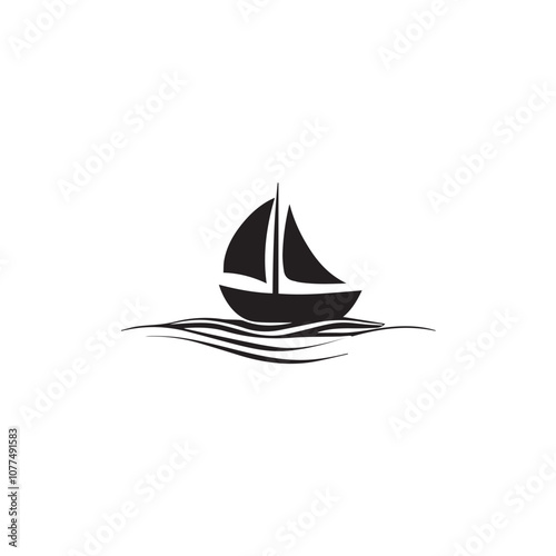 Boat In cartoon, hand-drawn flat style. image for social media, websites and UI. Isolated 2D vector design in logo, icon, sketch style, simple line vector, single color. AI Generative Art.