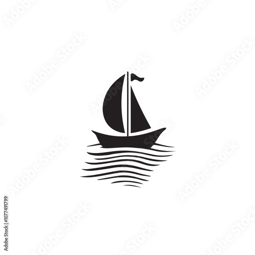 Boat In cartoon, hand-drawn flat style. image for social media, websites and UI. Isolated 2D vector design in logo, icon, sketch style, simple line vector, single color. AI Generative Art.