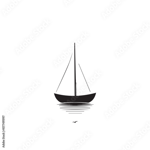 Boat In cartoon, hand-drawn flat style. image for social media, websites and UI. Isolated 2D vector design in logo, icon, sketch style, simple line vector, single color. AI Generative Art.