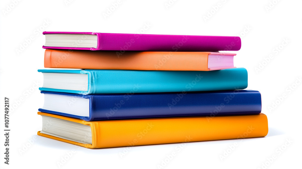 Stack of Colorful Hardback Books Isolated on White Background Stack of Colorful Hardback Books Isolated on White Background